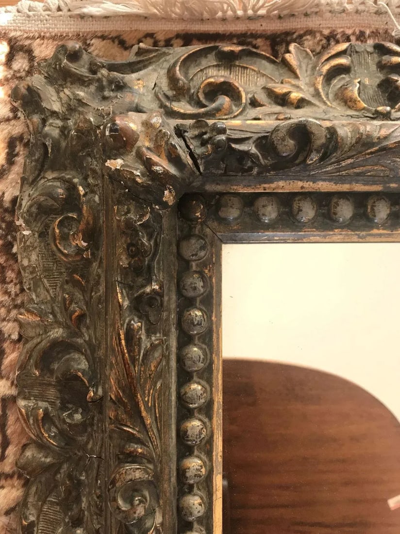 Antique Large Victorian Gesso Gilt Frame Wall Mirror - 3