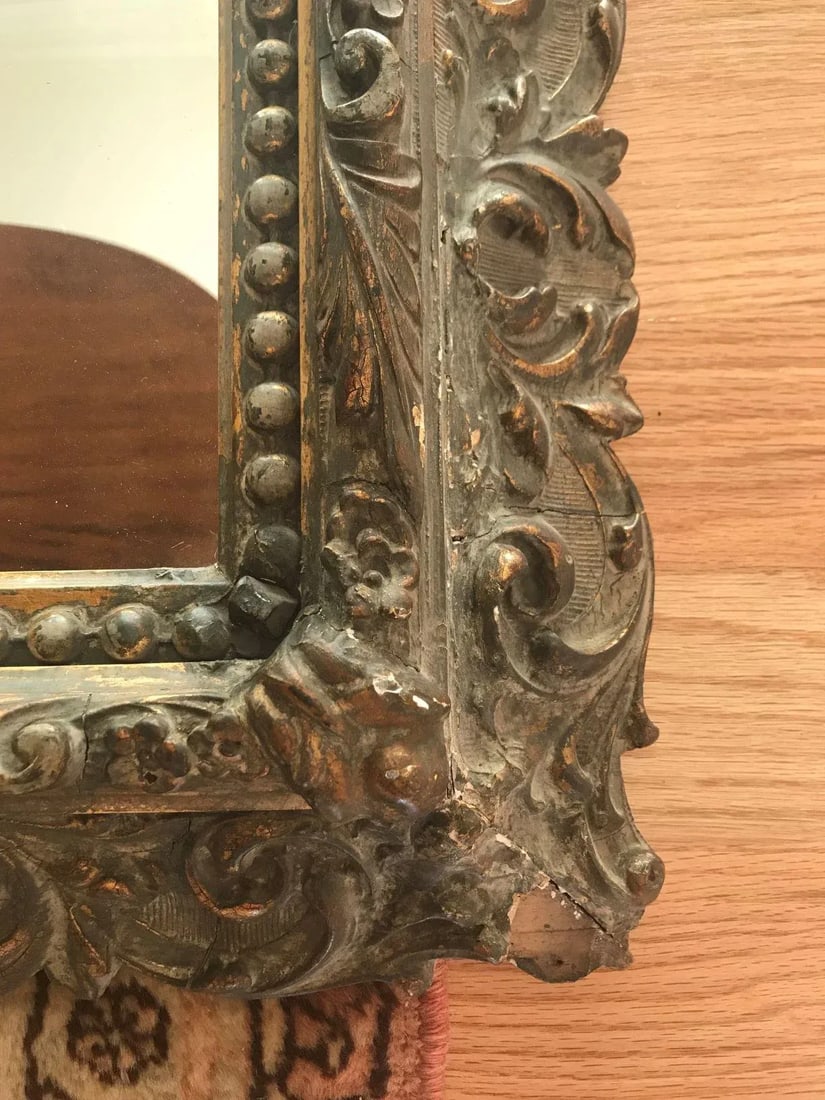 Antique Large Victorian Gesso Gilt Frame Wall Mirror - 4