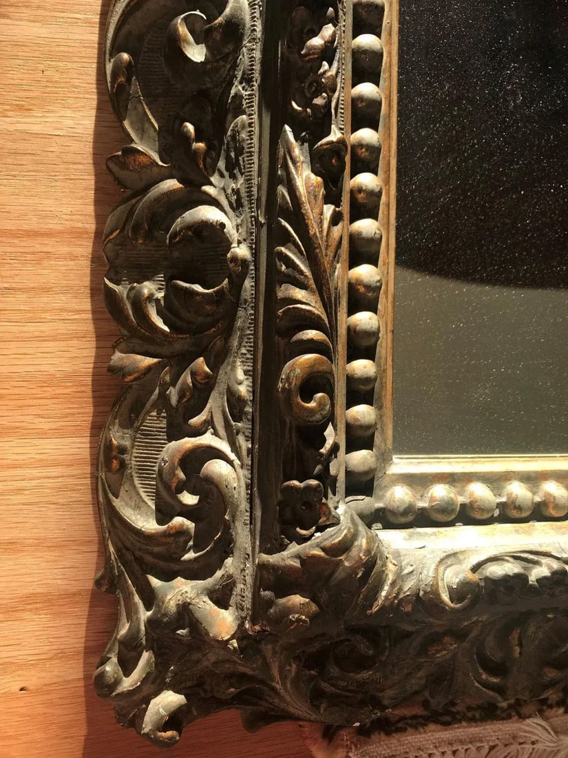 Antique Large Victorian Gesso Gilt Frame Wall Mirror - 5