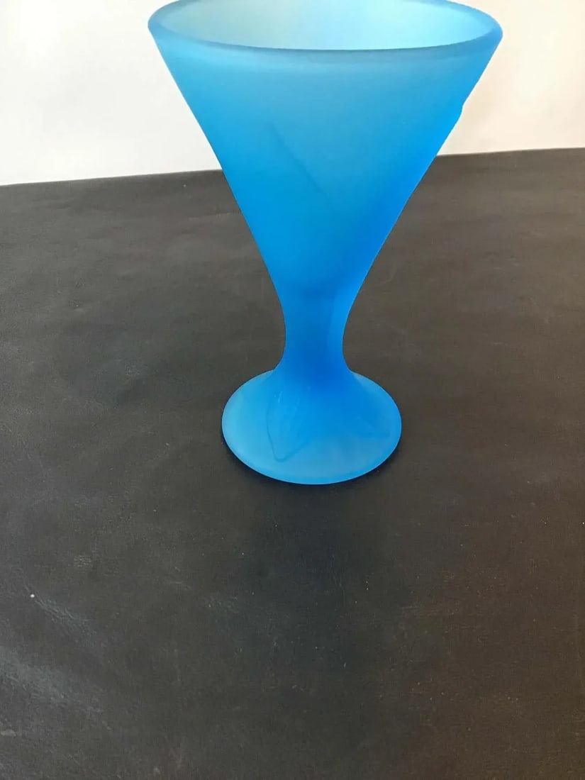 Blue Frosted 1940s Cocktail Glasses - Set of 10 - 6