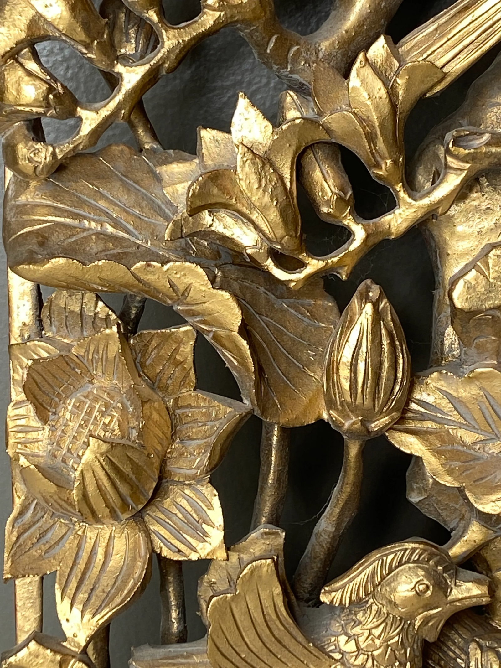 Large Antique Chinese Gilt Carved Panel - 2