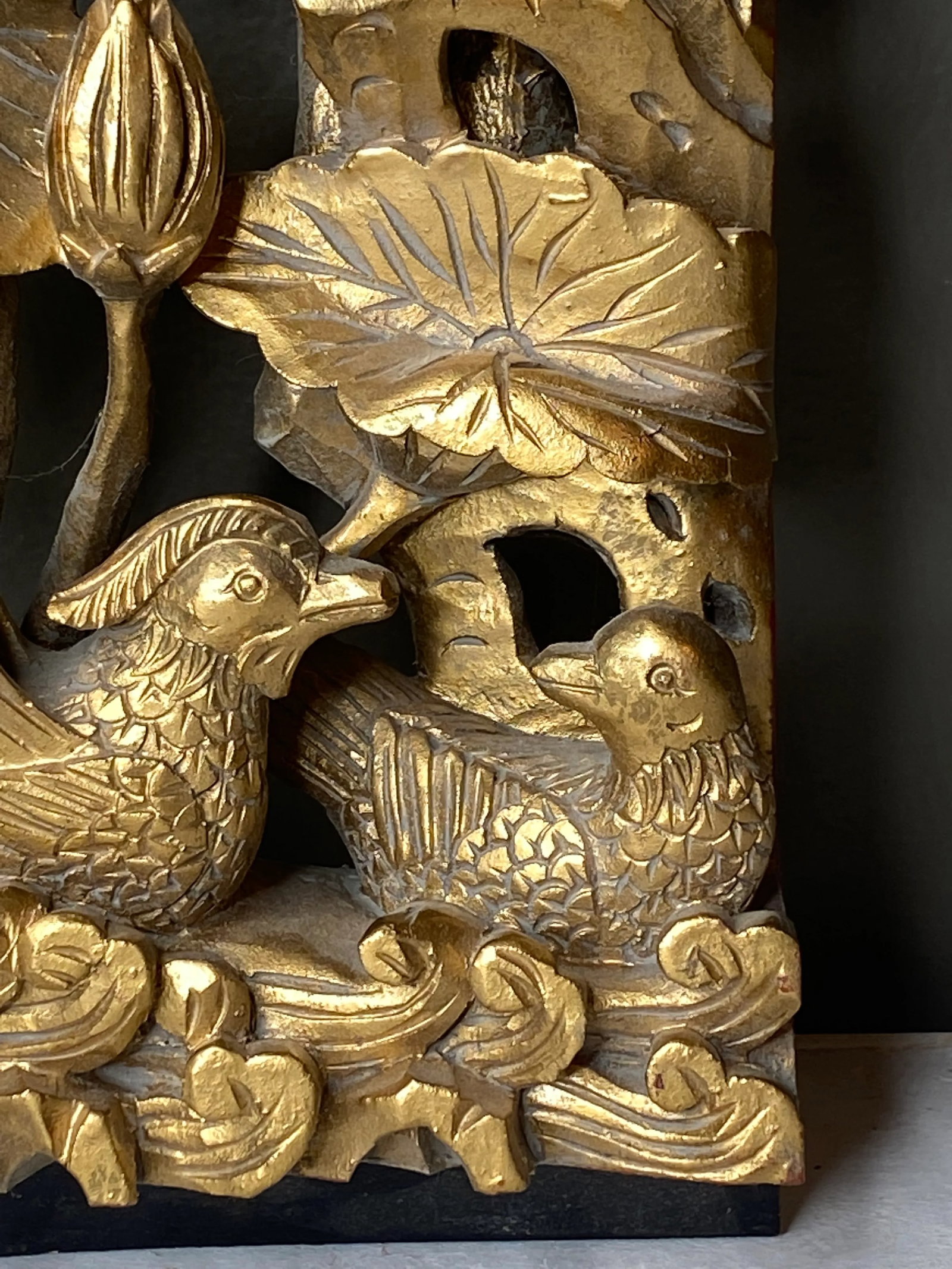 Large Antique Chinese Gilt Carved Panel - 3