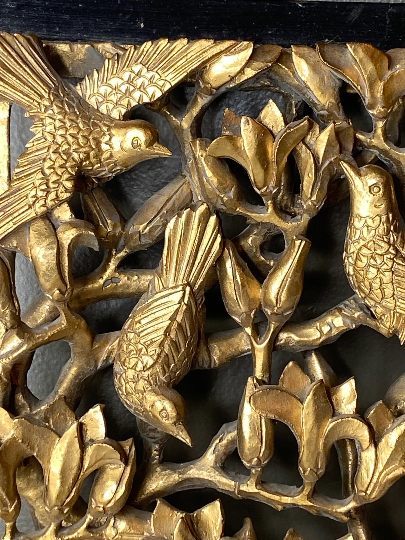 Large Antique Chinese Gilt Carved Panel - 5