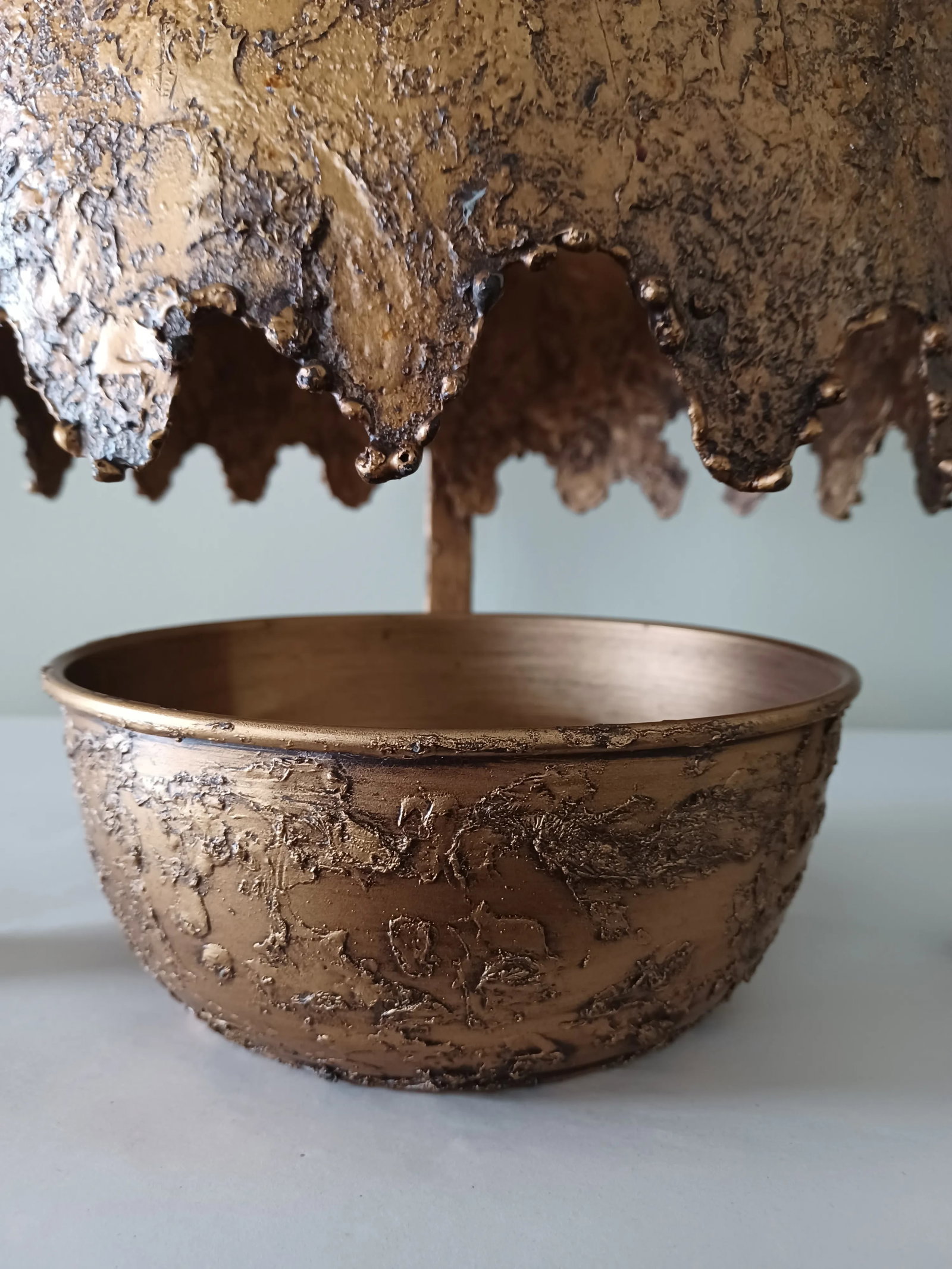 Vintage Brutalist Textured Metal Planter / Plant Stand - 9