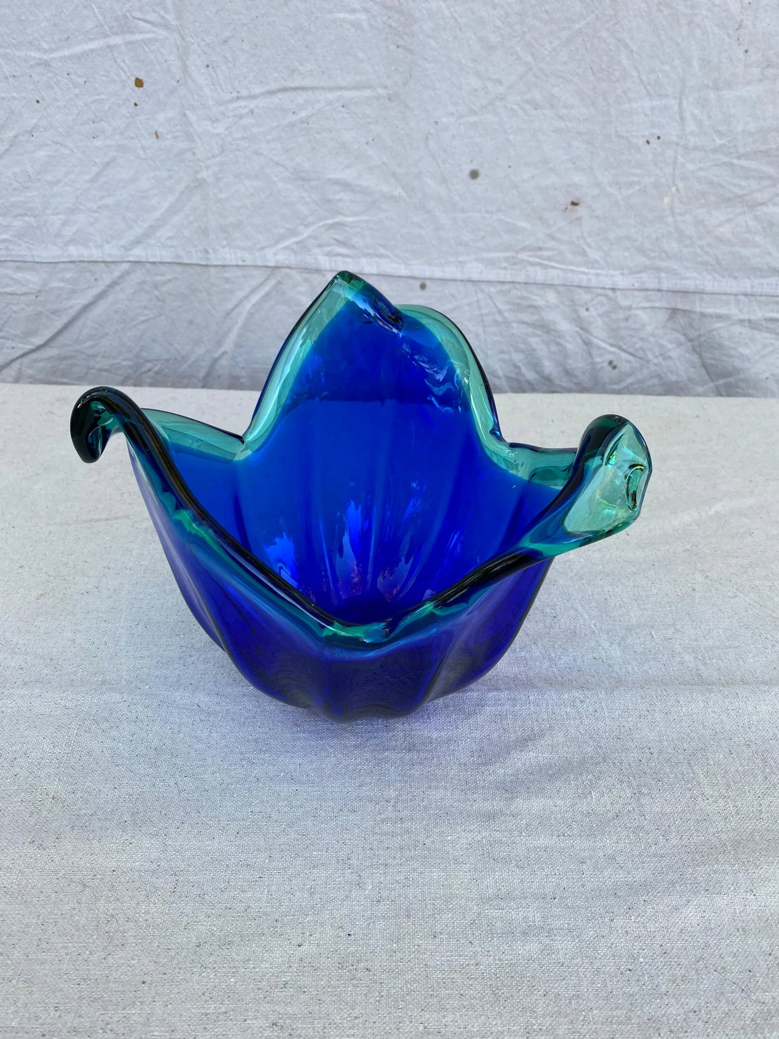 1960s Blue Murano With Teal Green Accents Vase - 10