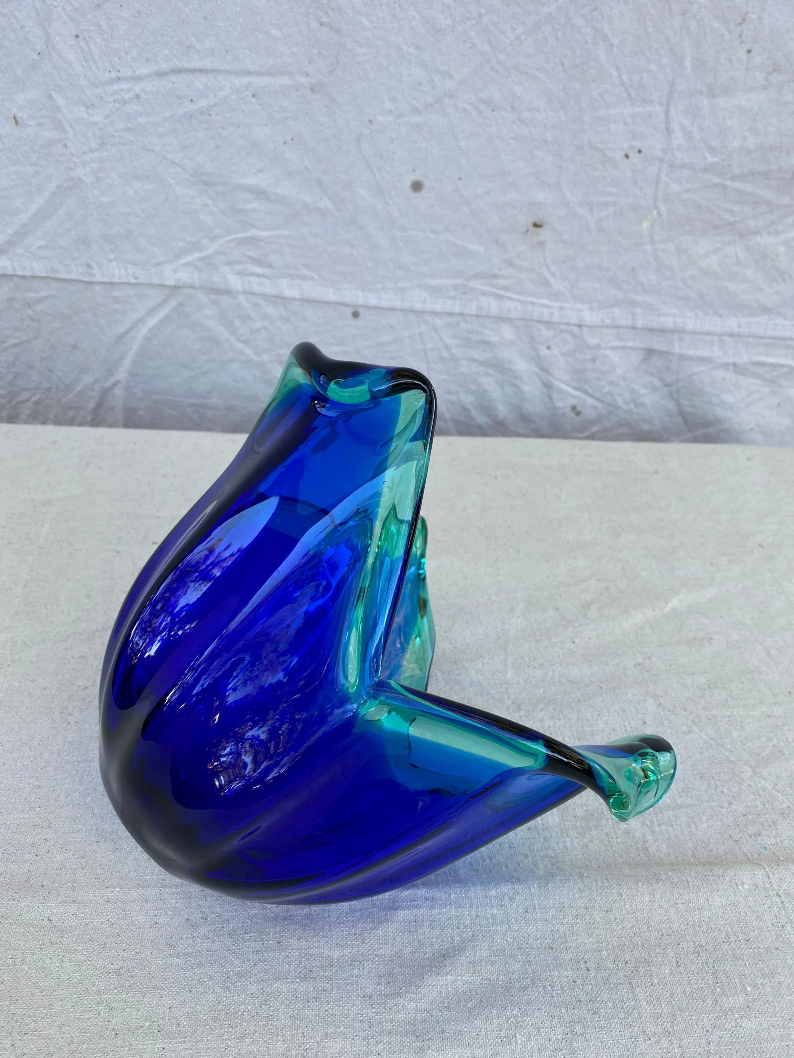 1960s Blue Murano With Teal Green Accents Vase - 11