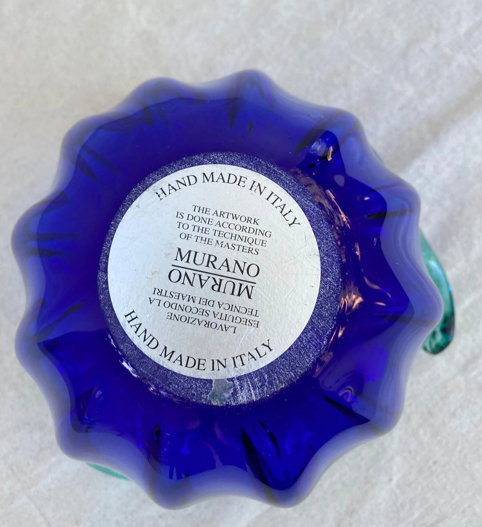1960s Blue Murano With Teal Green Accents Vase - 12