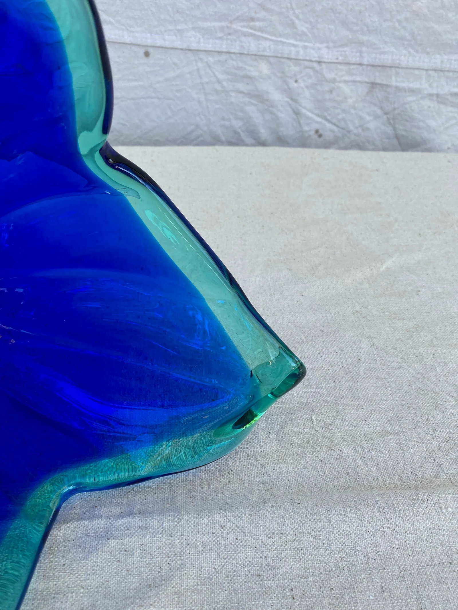 1960s Blue Murano With Teal Green Accents Vase - 4