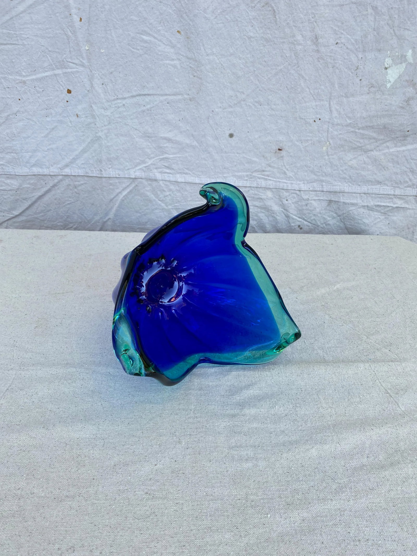 1960s Blue Murano With Teal Green Accents Vase - 5