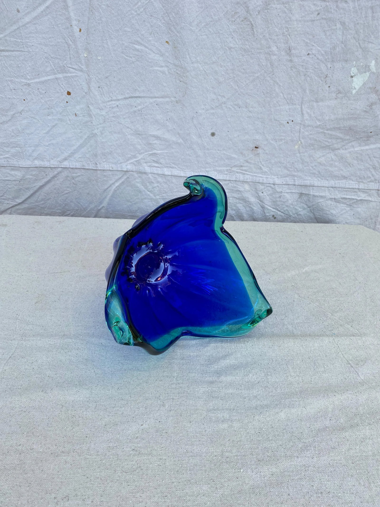 1960s Blue Murano With Teal Green Accents Vase - 6