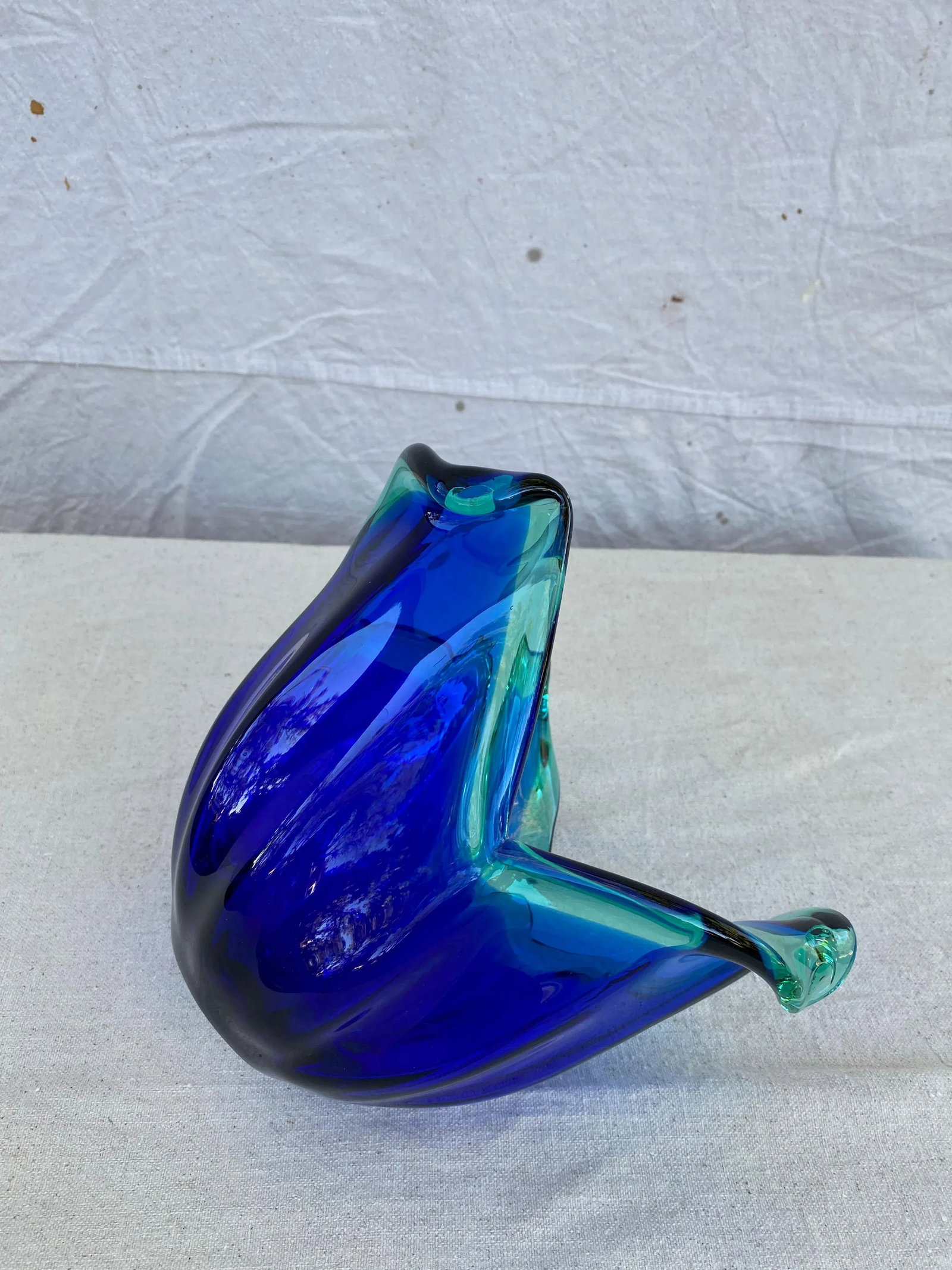 1960s Blue Murano With Teal Green Accents Vase - 7