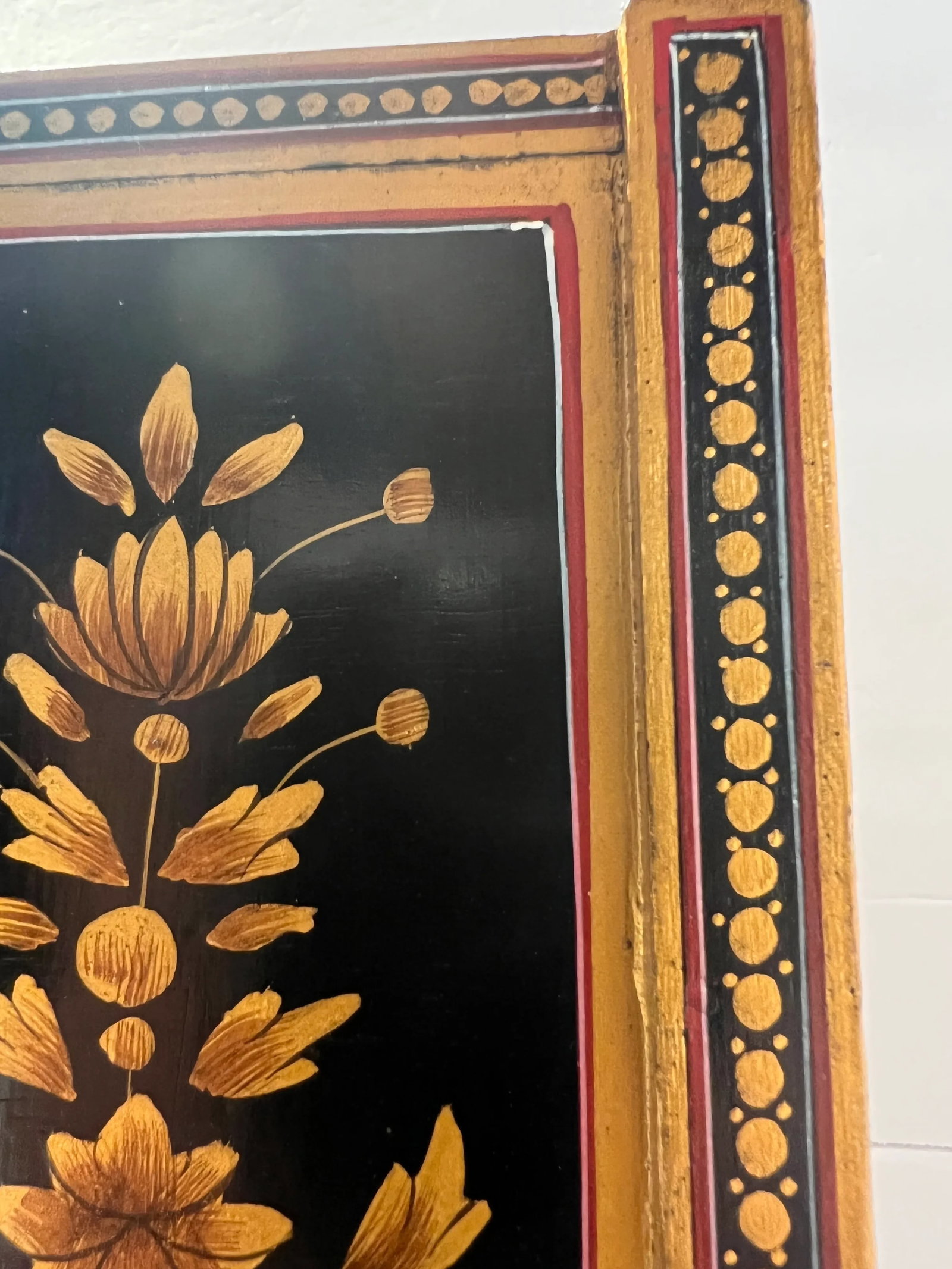 Vintage Indo-Portuguese Hand Painted Fall Front Table Cabinet - 11