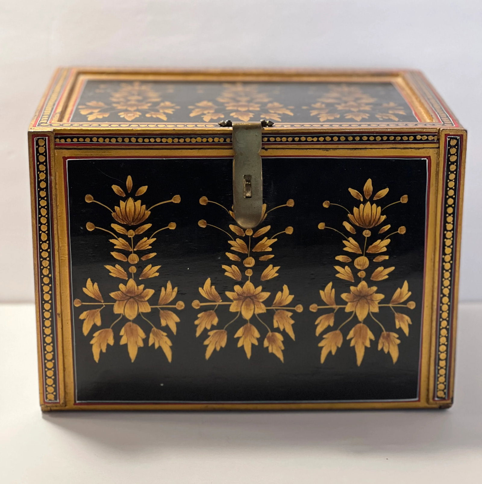 Vintage Indo-Portuguese Hand Painted Fall Front Table Cabinet - 13