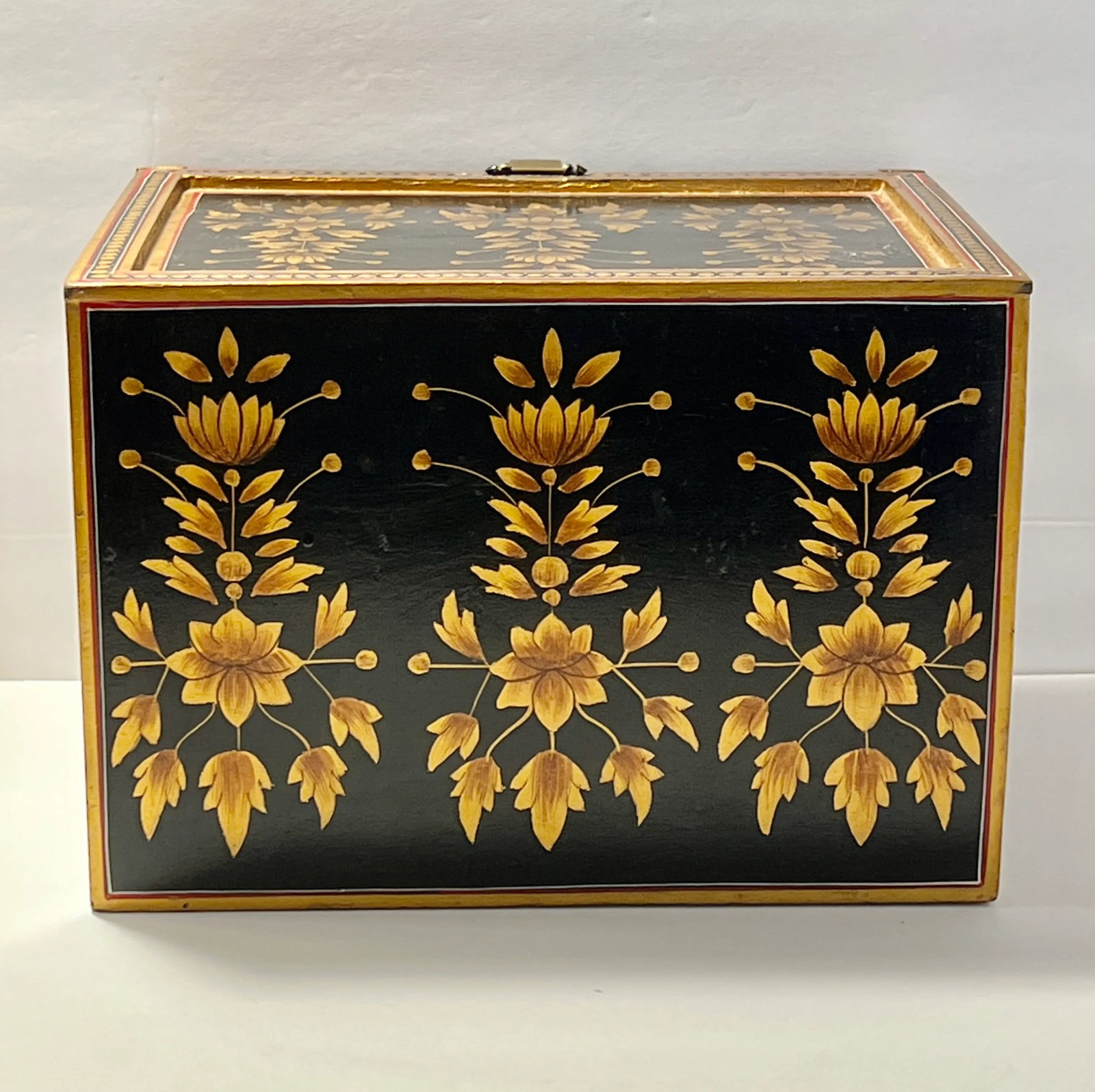 Vintage Indo-Portuguese Hand Painted Fall Front Table Cabinet - 3