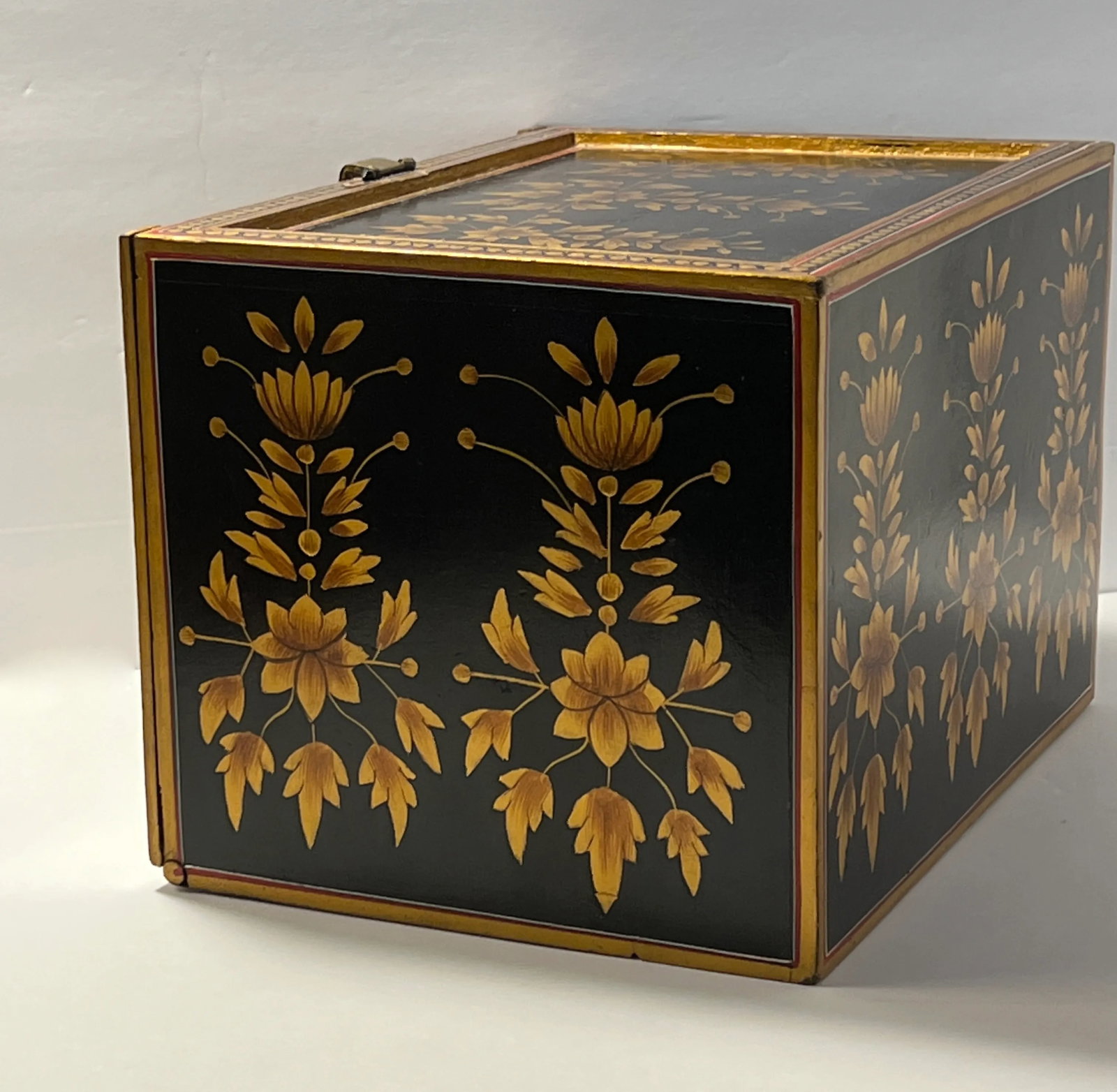 Vintage Indo-Portuguese Hand Painted Fall Front Table Cabinet - 6