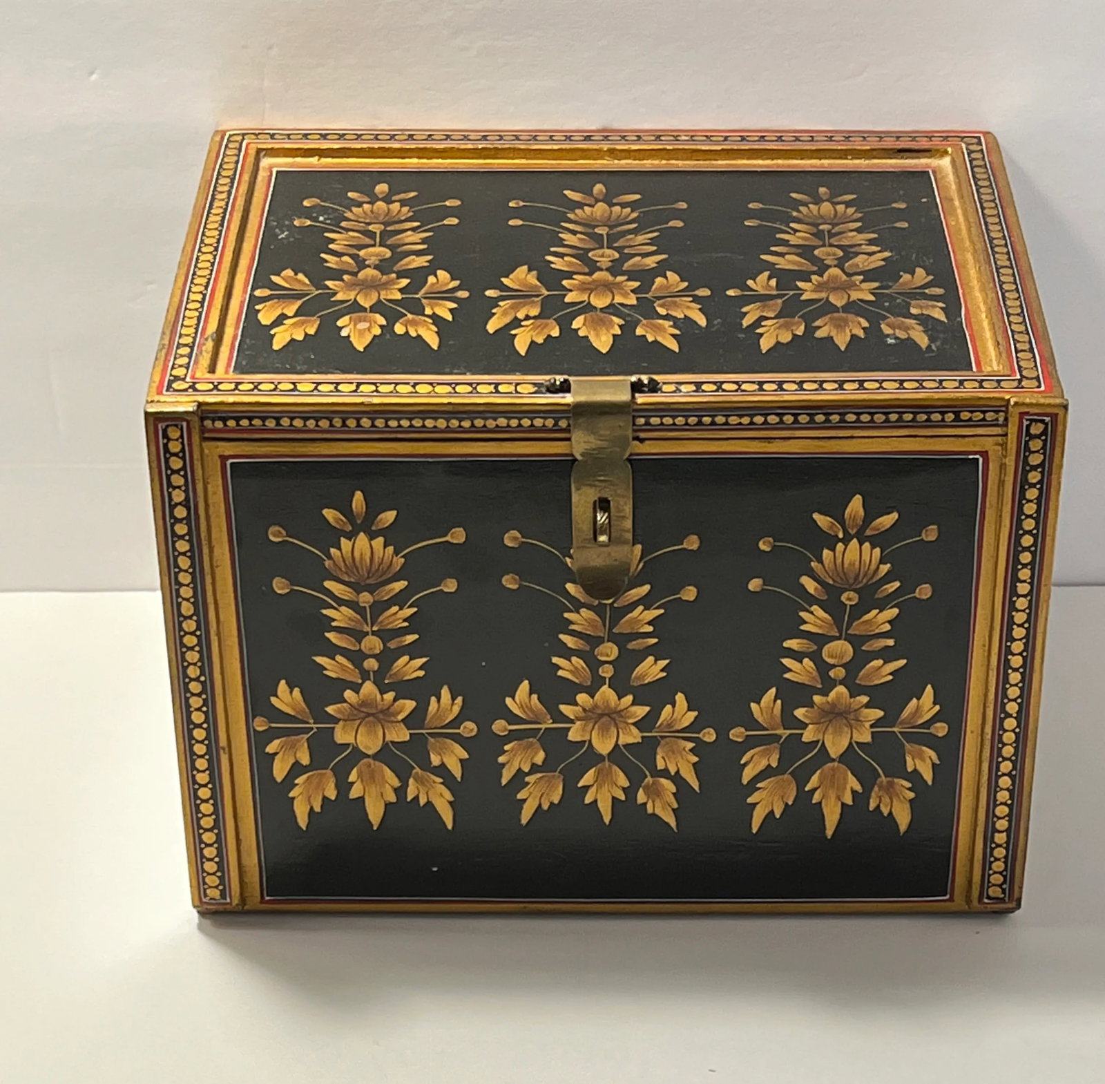 Vintage Indo-Portuguese Hand Painted Fall Front Table Cabinet - 7