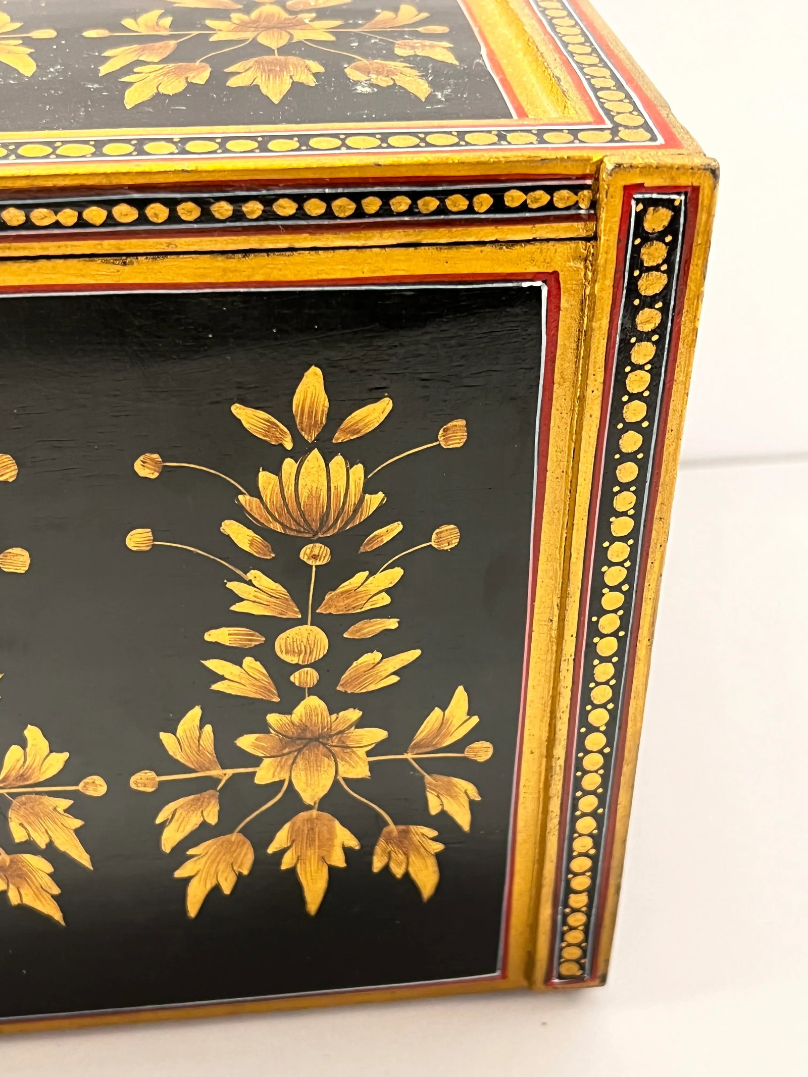 Vintage Indo-Portuguese Hand Painted Fall Front Table Cabinet - 8