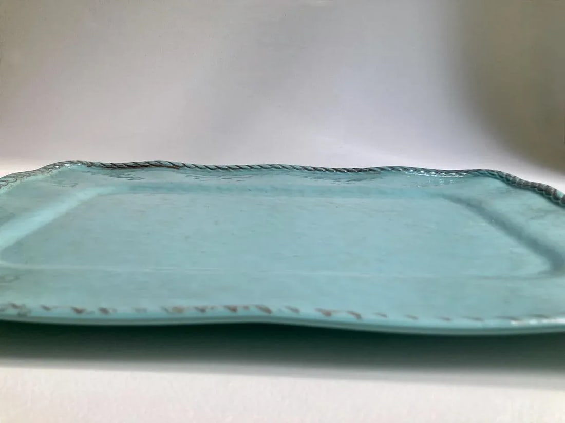 Vintage Tiffany Blue Rope Edge Melamine Serving Tray - 4