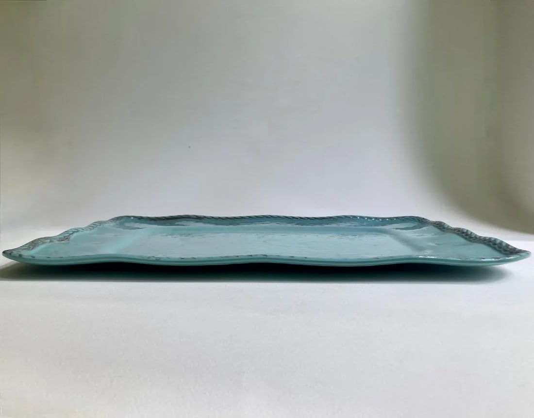 Vintage Tiffany Blue Rope Edge Melamine Serving Tray - 5