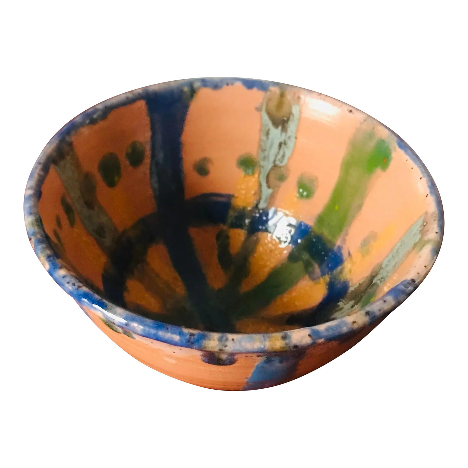 Signed Idaho Artist Studio Pottery Art Bowl: Such a fun and colorful bowl from Flynn and Day Ceramics in Boise, Idaho. Signed on the bottom. Condition: Alterations: Original Condition Unaltered Imperfections: Some Imperfections Condition Notes: