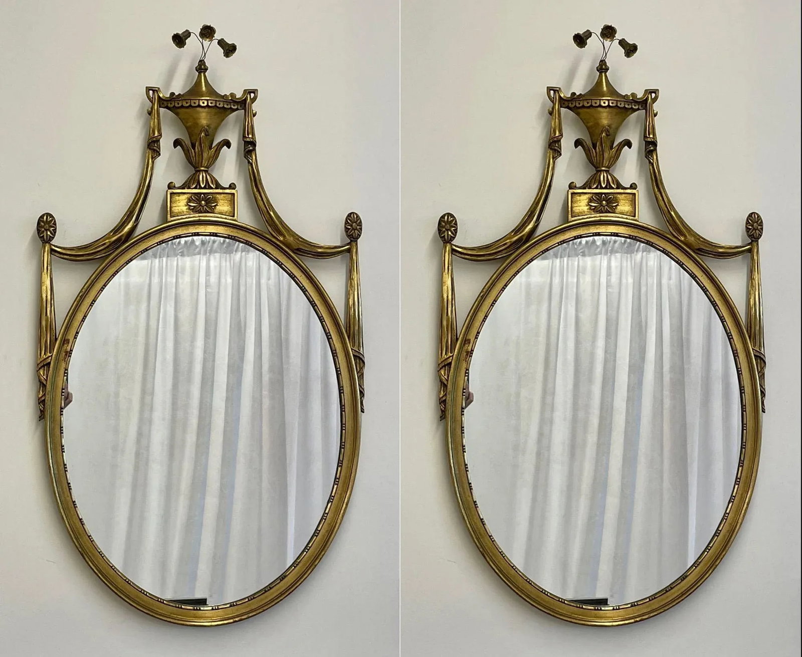 Pair of Adams Style Giltwood Wall Mirrors, Console or Commode Mirrors - 13