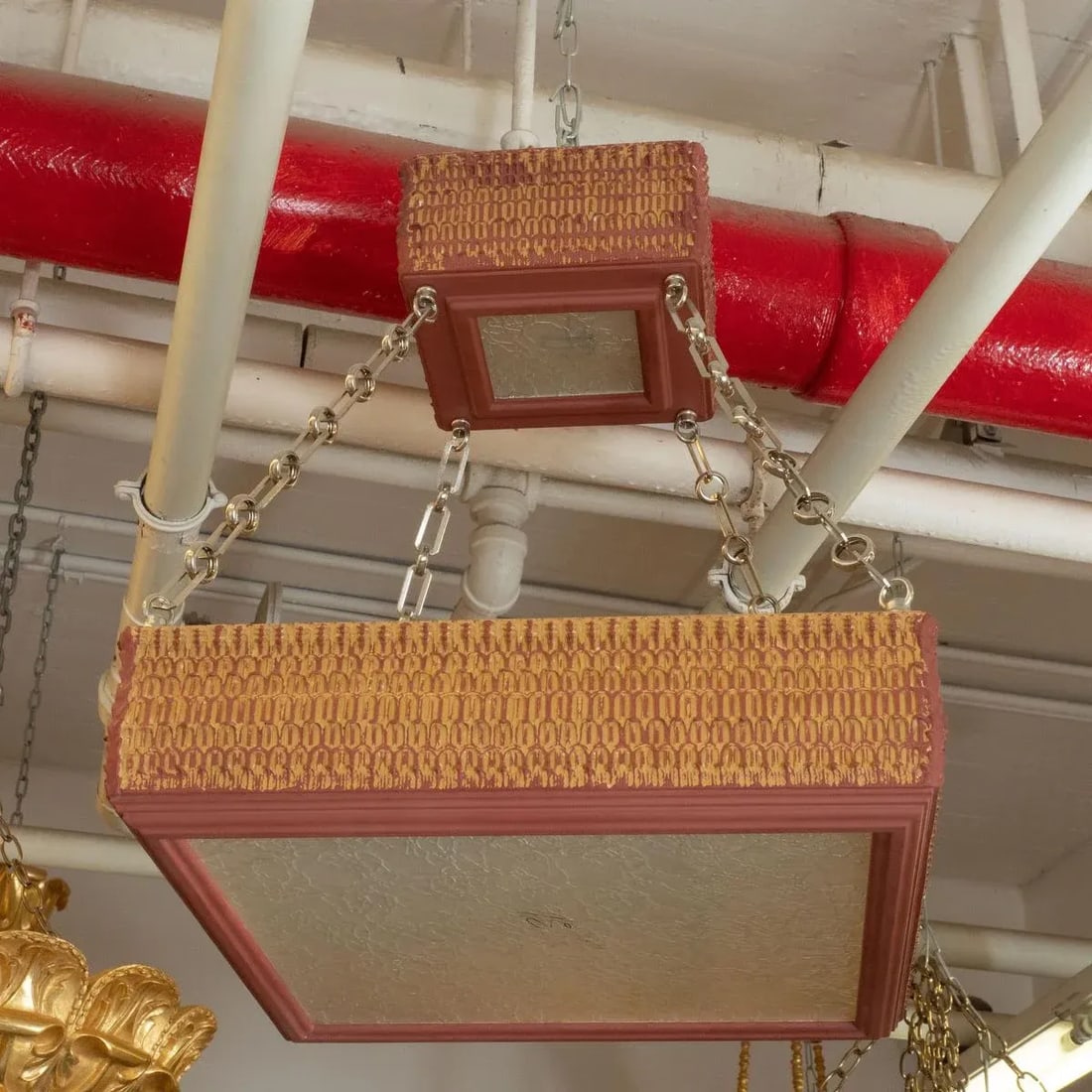 Two-Tier Square Giltwood Pendant by Carlos Villegas - 3