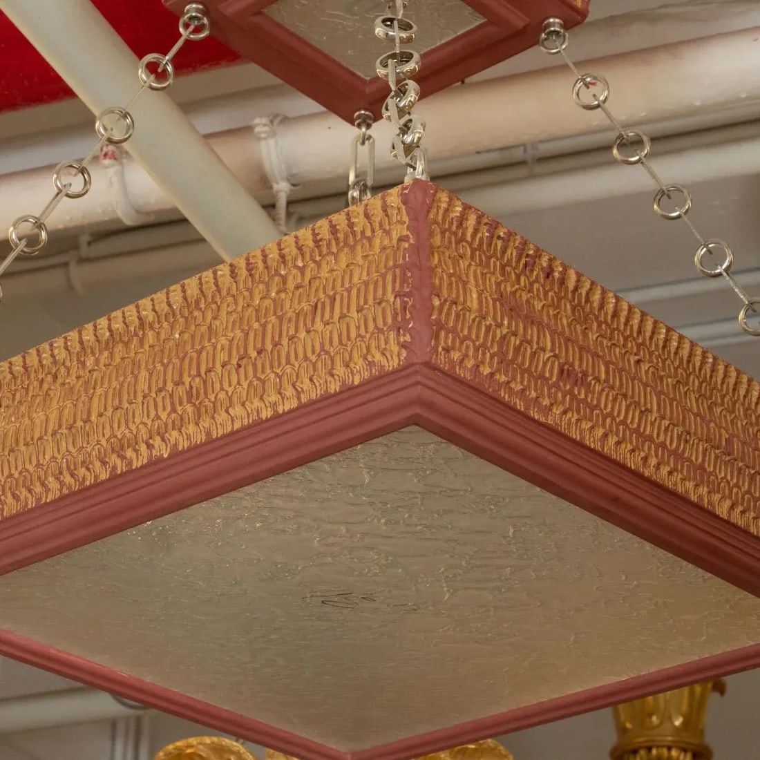 Two-Tier Square Giltwood Pendant by Carlos Villegas - 4
