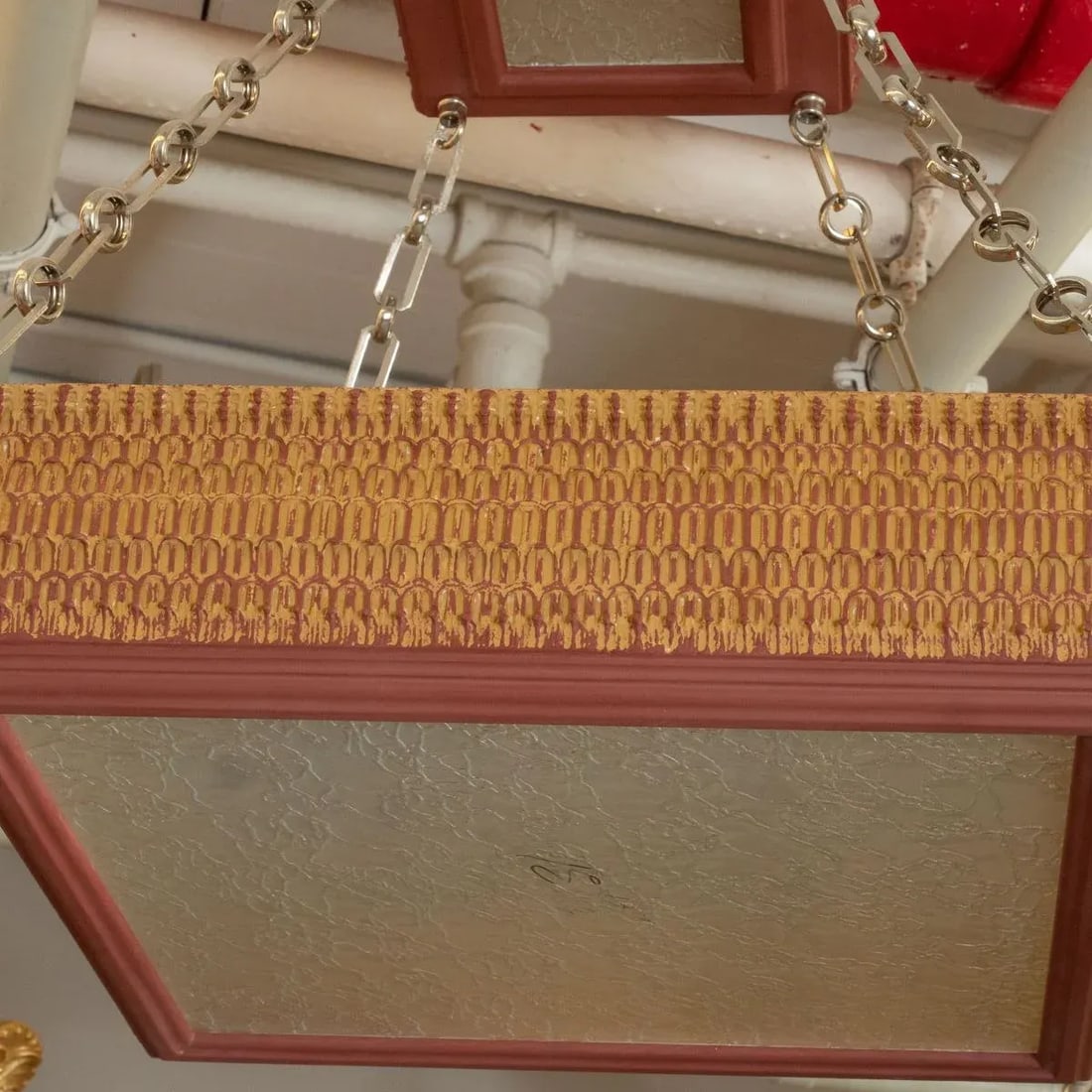 Two-Tier Square Giltwood Pendant by Carlos Villegas - 5