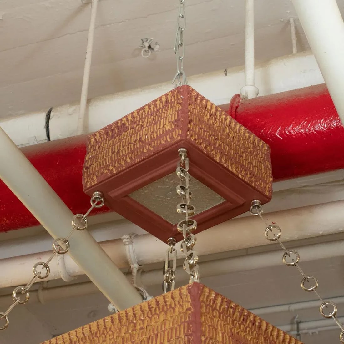 Two-Tier Square Giltwood Pendant by Carlos Villegas - 6