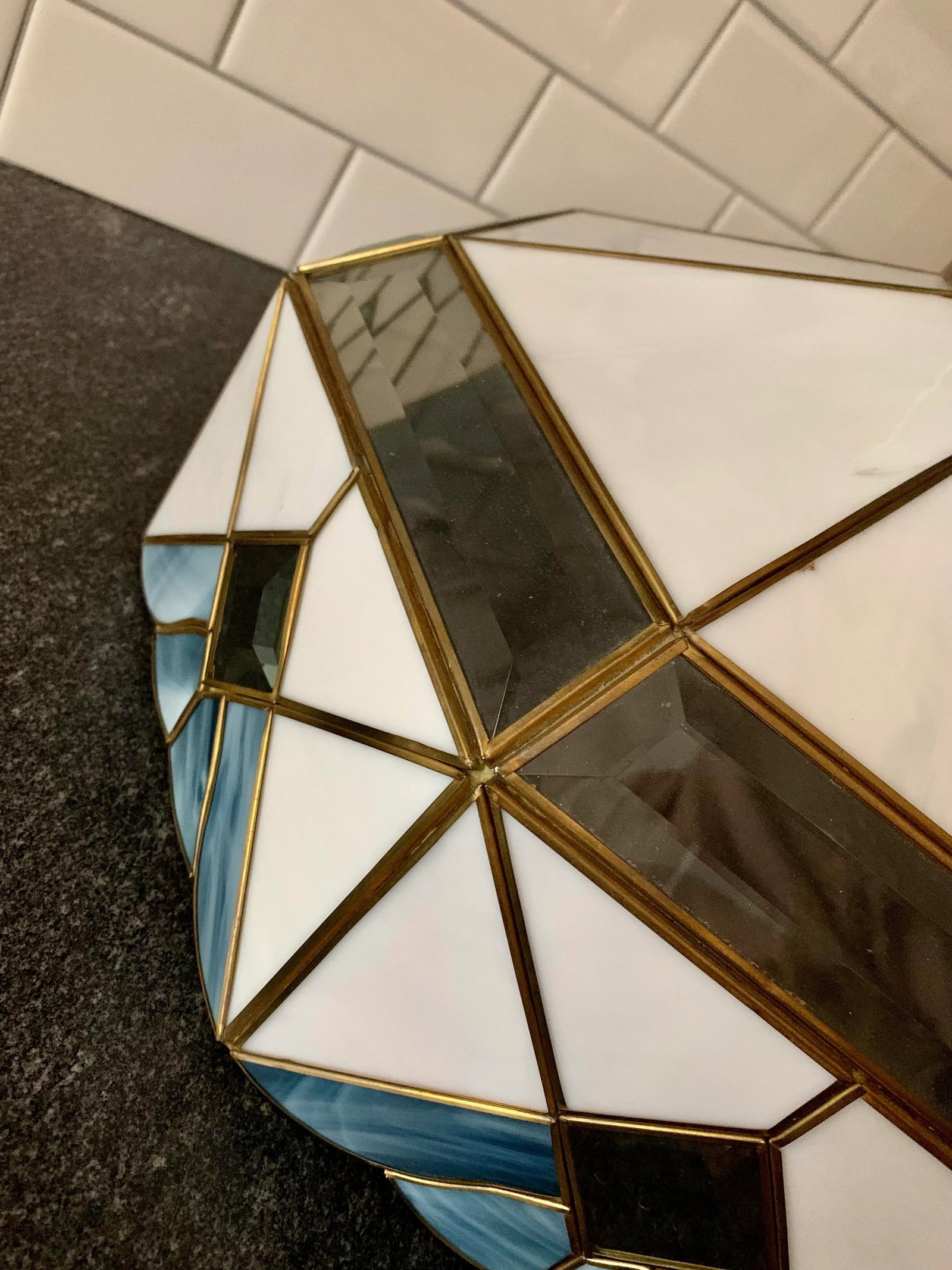 Early 20th Century Tiffany Style Stained Glass Lamp Shade - 4