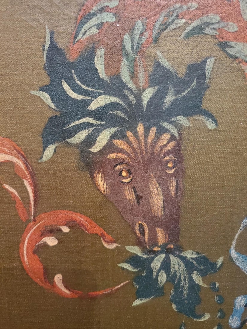 1940s Painted Floral Green Folding Screen - 13