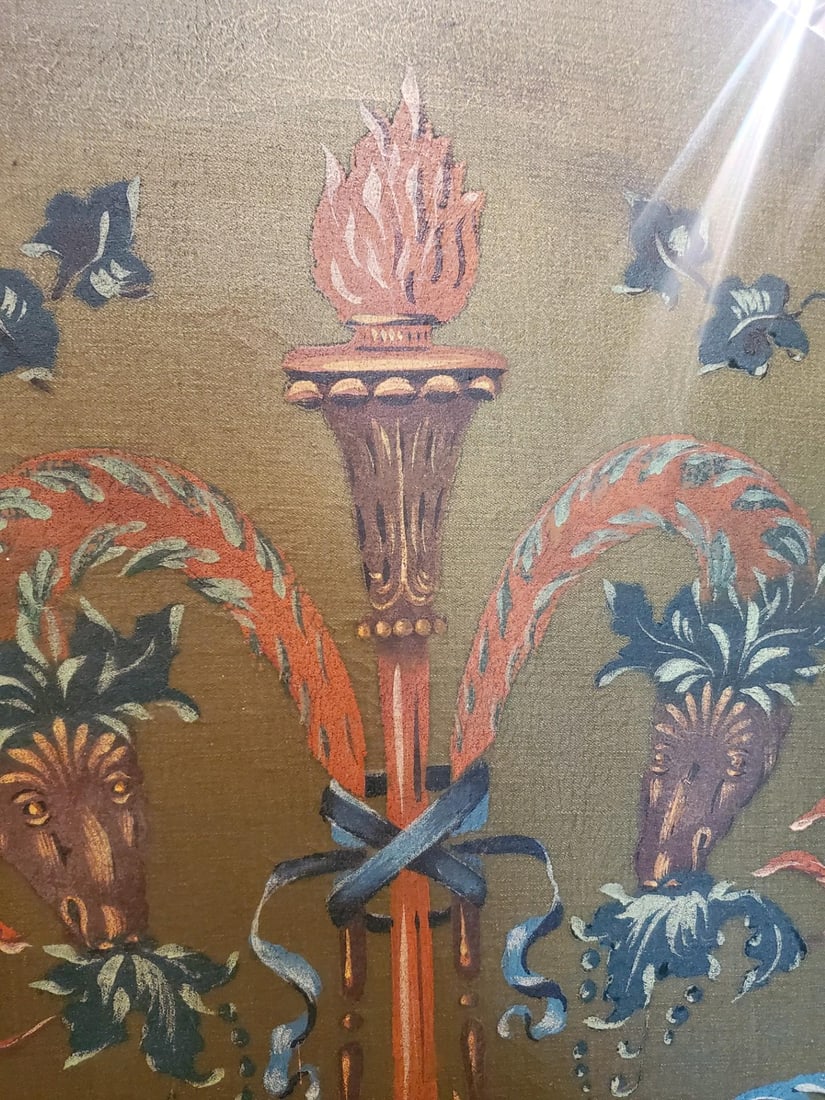 1940s Painted Floral Green Folding Screen - 14