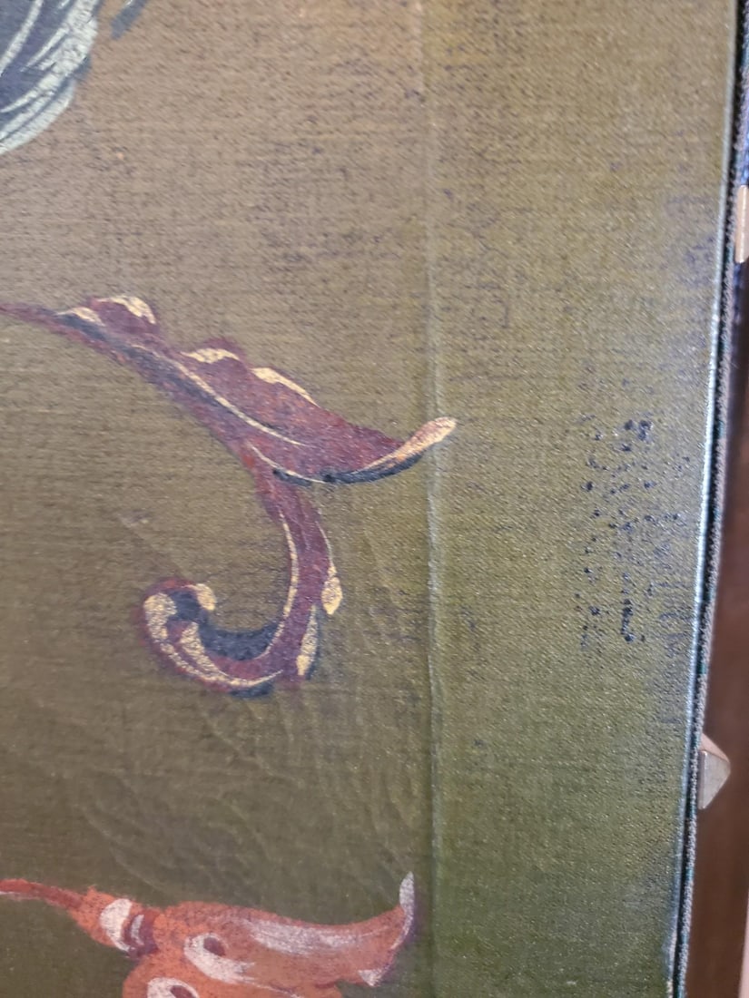 1940s Painted Floral Green Folding Screen - 17