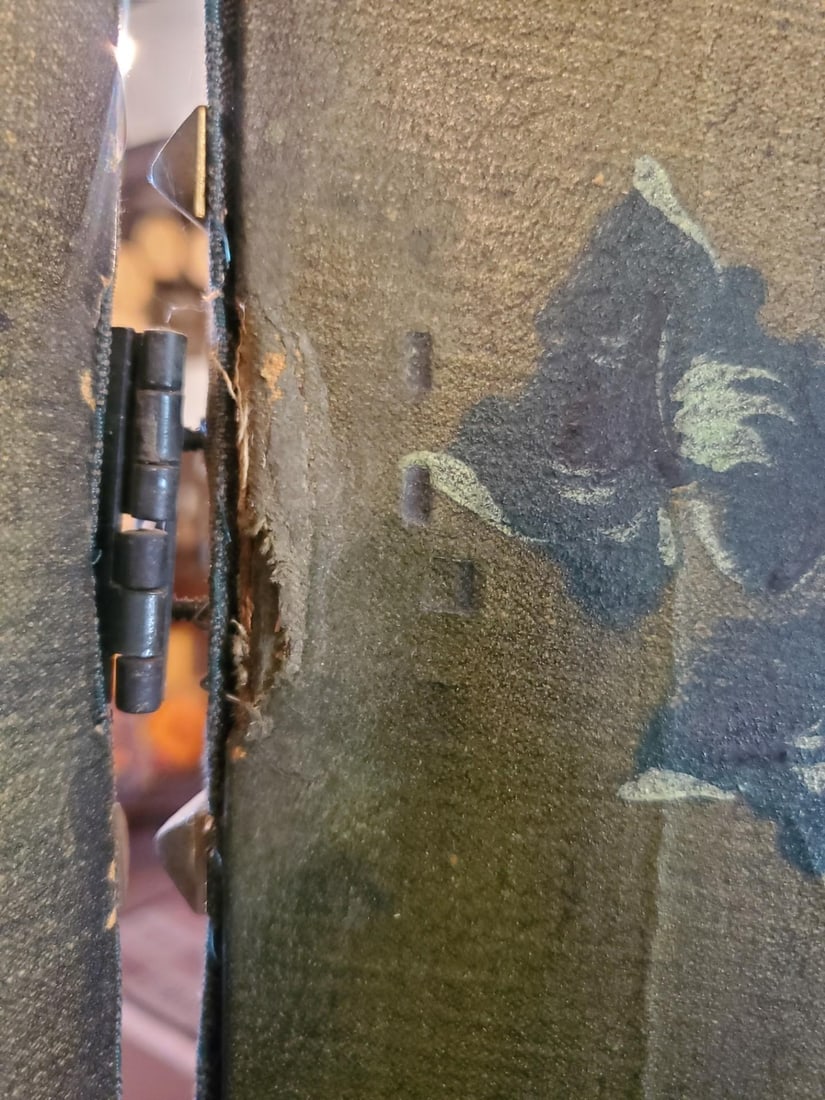 1940s Painted Floral Green Folding Screen - 18