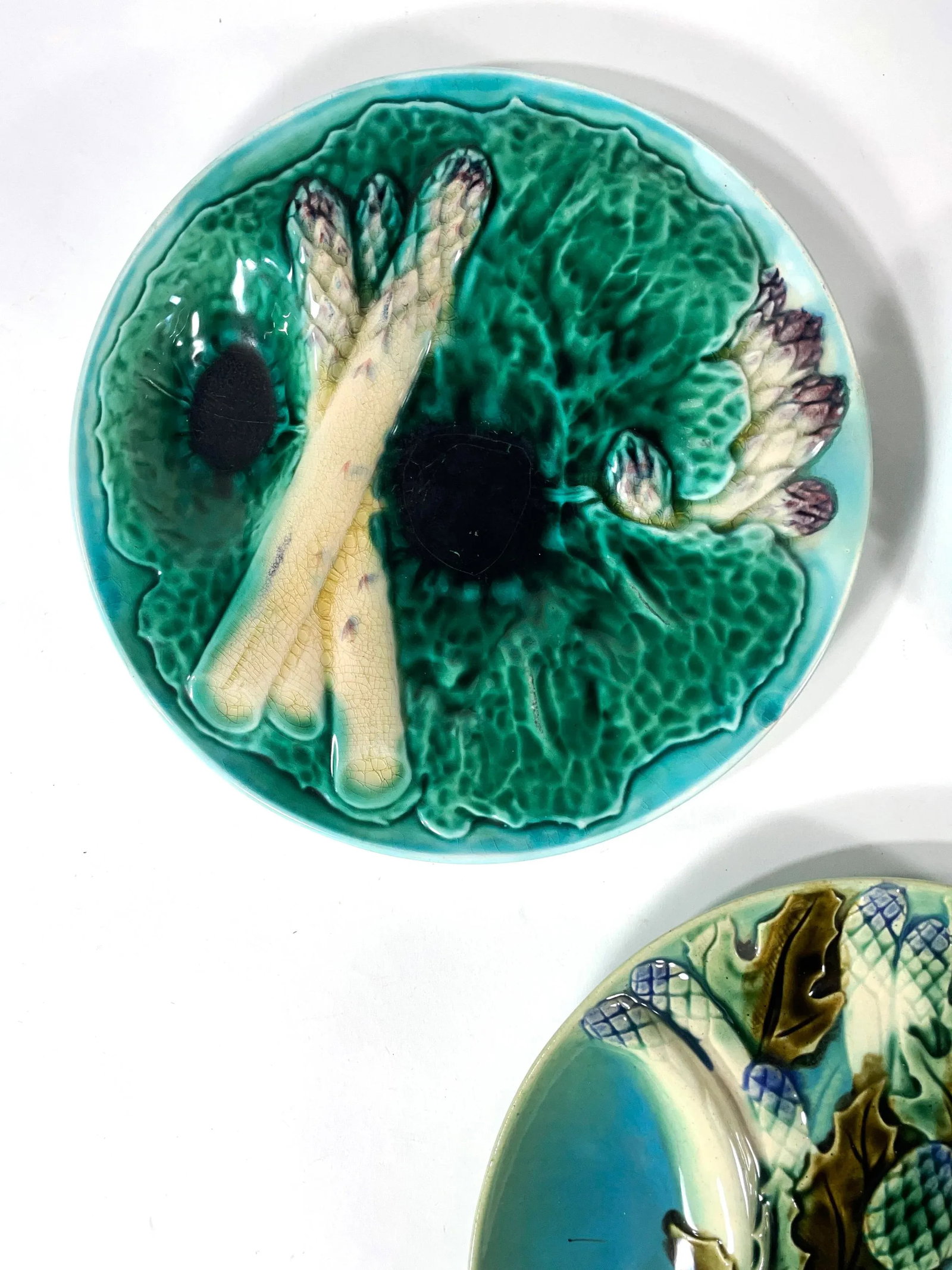 Antique French & German Asparagus Wall Plates - Gallery Wall - Set of 5 - Including Schramburg & K E - 2