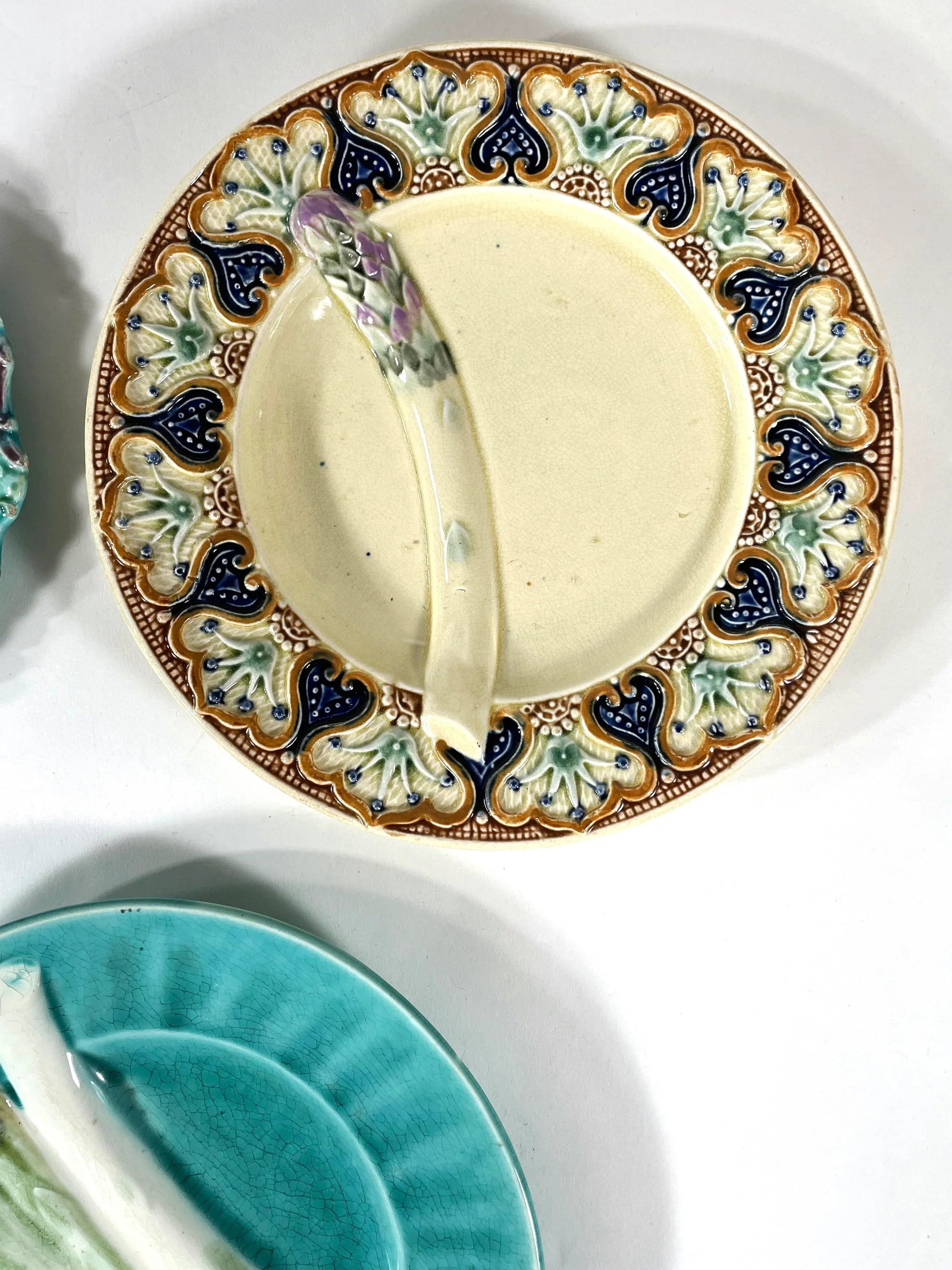 Antique French & German Asparagus Wall Plates - Gallery Wall - Set of 5 - Including Schramburg & K E - 6