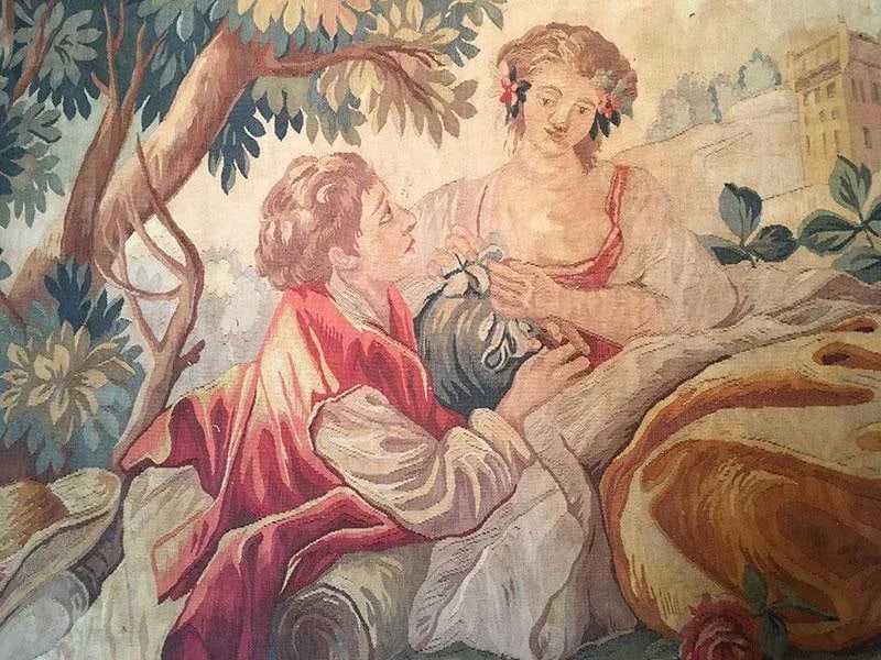 Antique French Wall Hanging Tapestry - 2