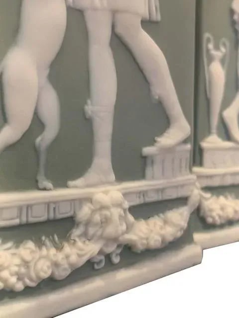 Vintage Sage Green Wedgwood Vases - a Pair - 4