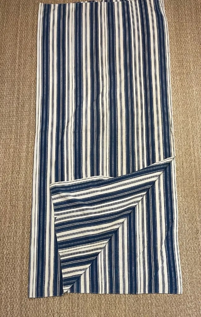 Vintage Stripe Killim Fabric Fragment in Cream and Navy - 3