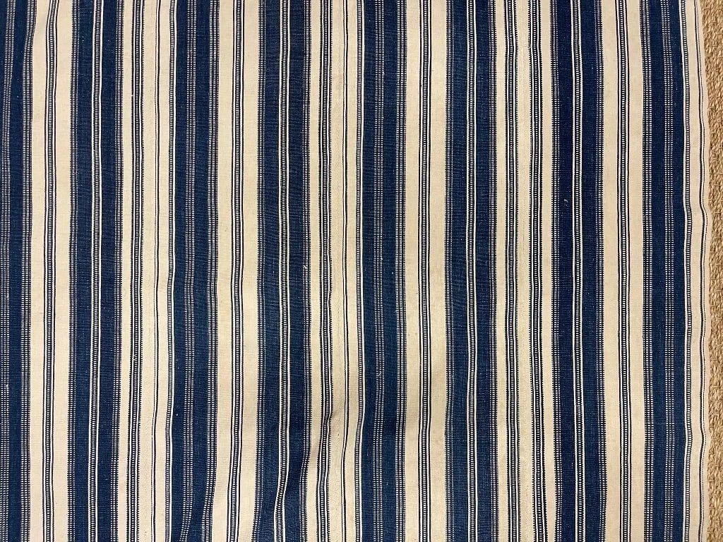 Vintage Stripe Killim Fabric Fragment in Cream and Navy - 4