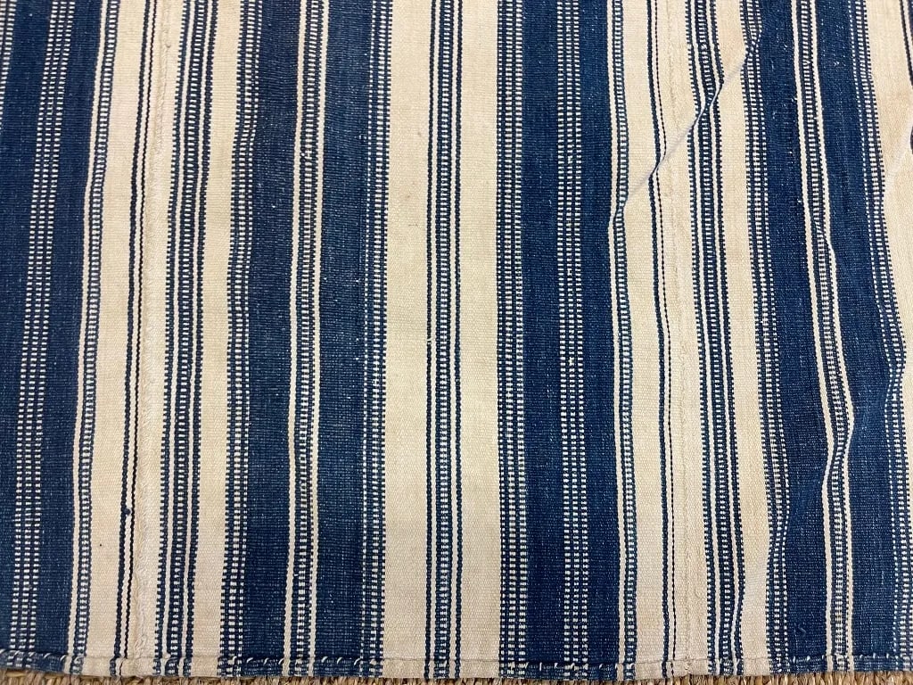 Vintage Stripe Killim Fabric Fragment in Cream and Navy - 5