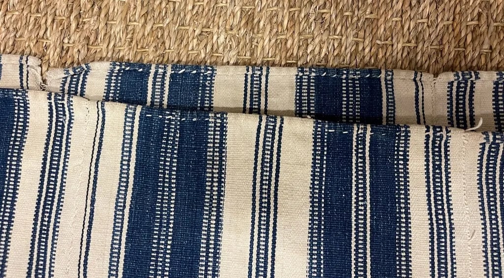 Vintage Stripe Killim Fabric Fragment in Cream and Navy - 6