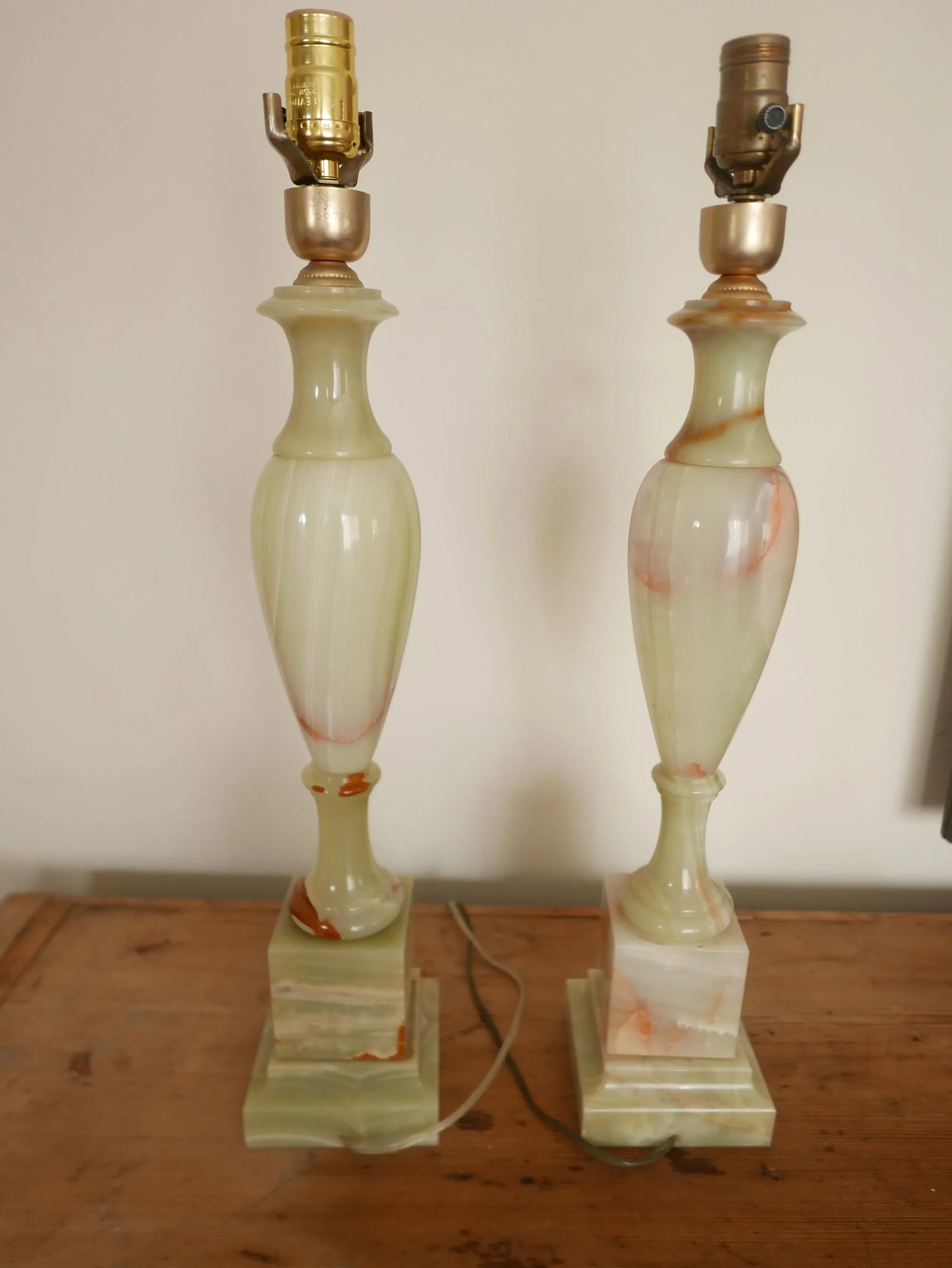 Traditional Tall Onyx Table Lamps - A Pair - 2