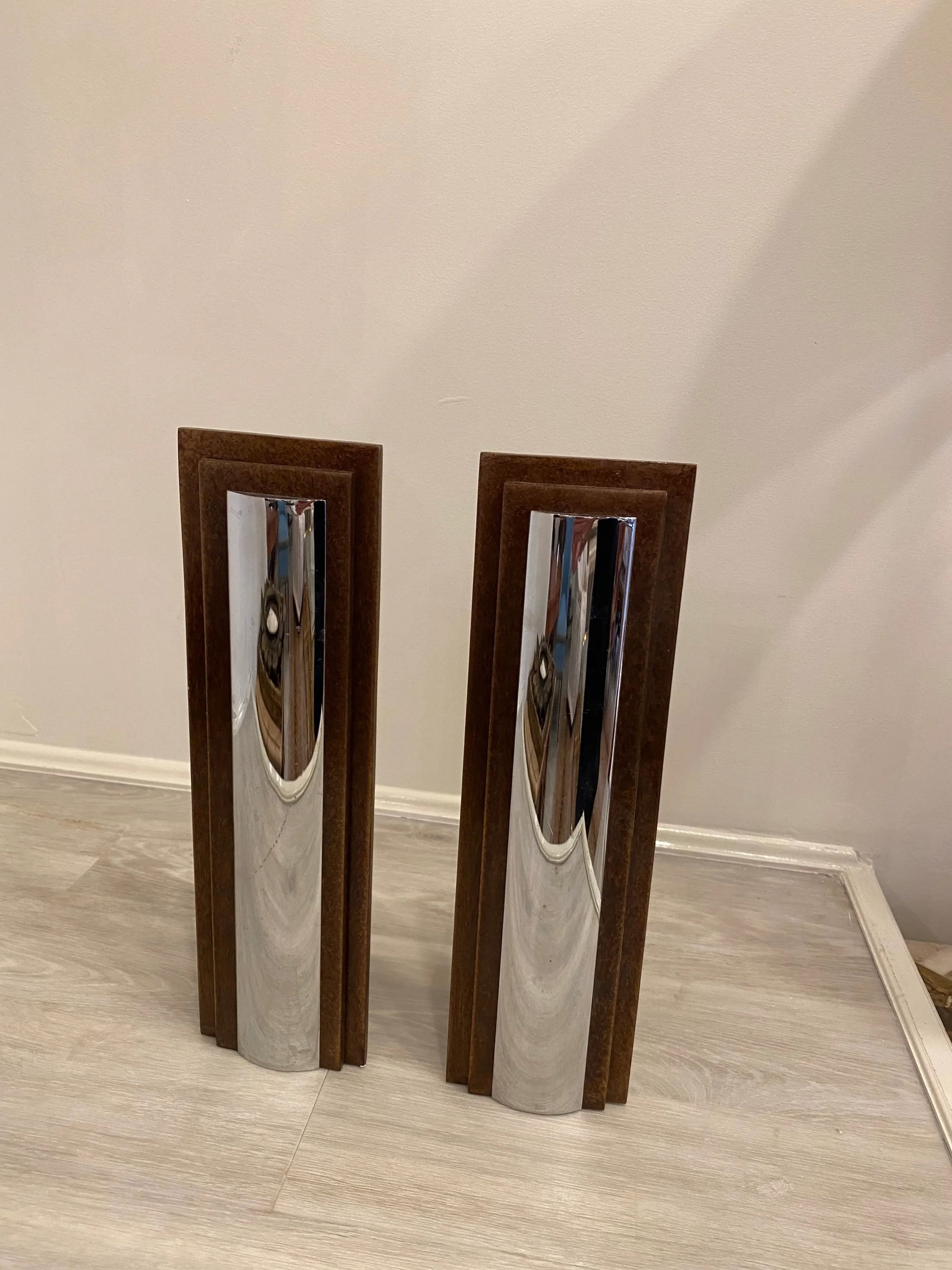 1980s Chrome Art Deco Andirons - a Pair - 11