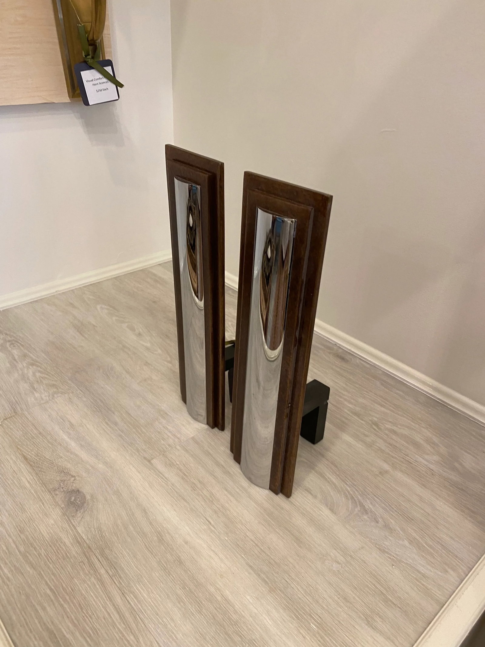 1980s Chrome Art Deco Andirons - a Pair - 2