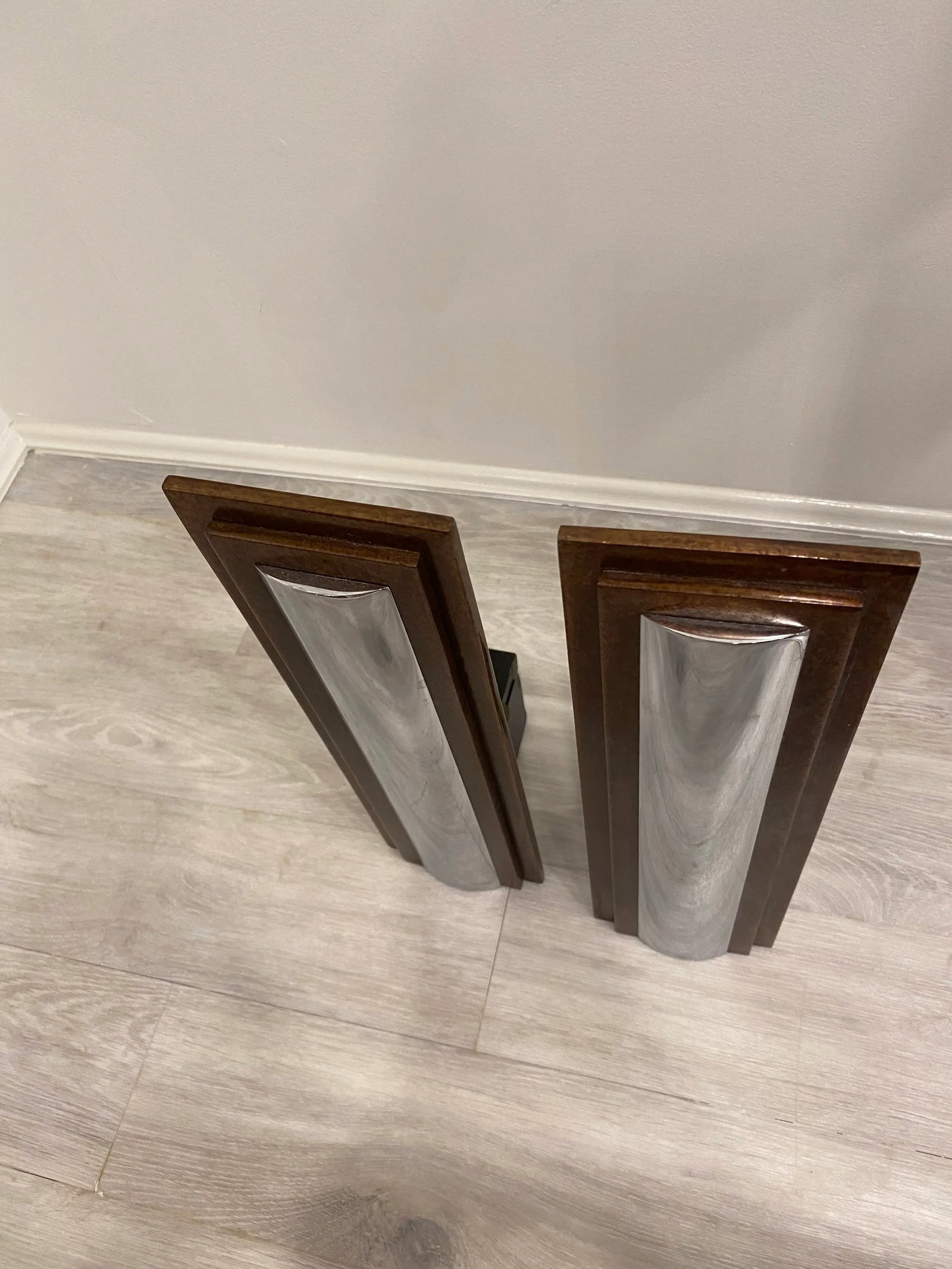 1980s Chrome Art Deco Andirons - a Pair - 8