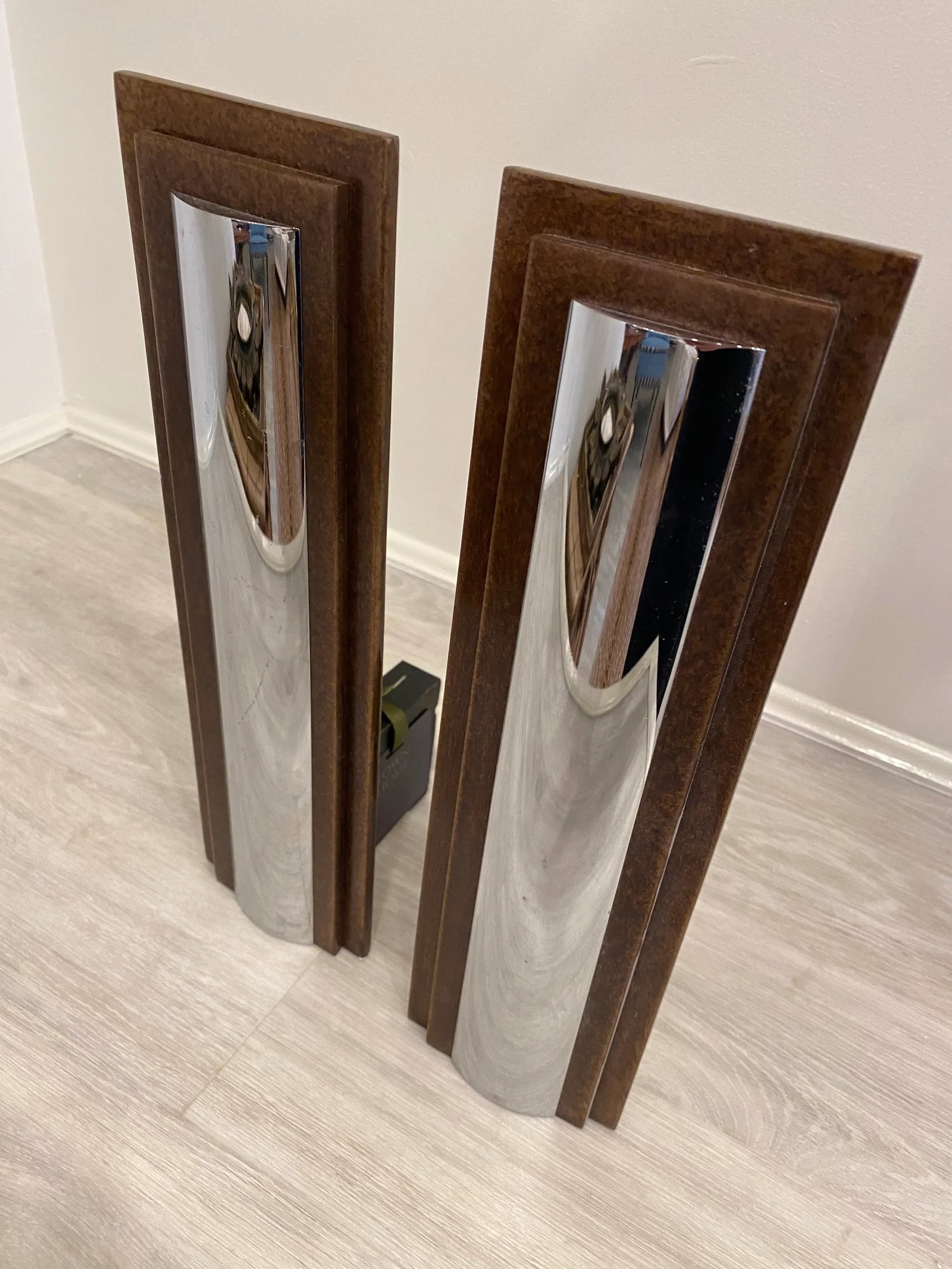 1980s Chrome Art Deco Andirons - a Pair - 9