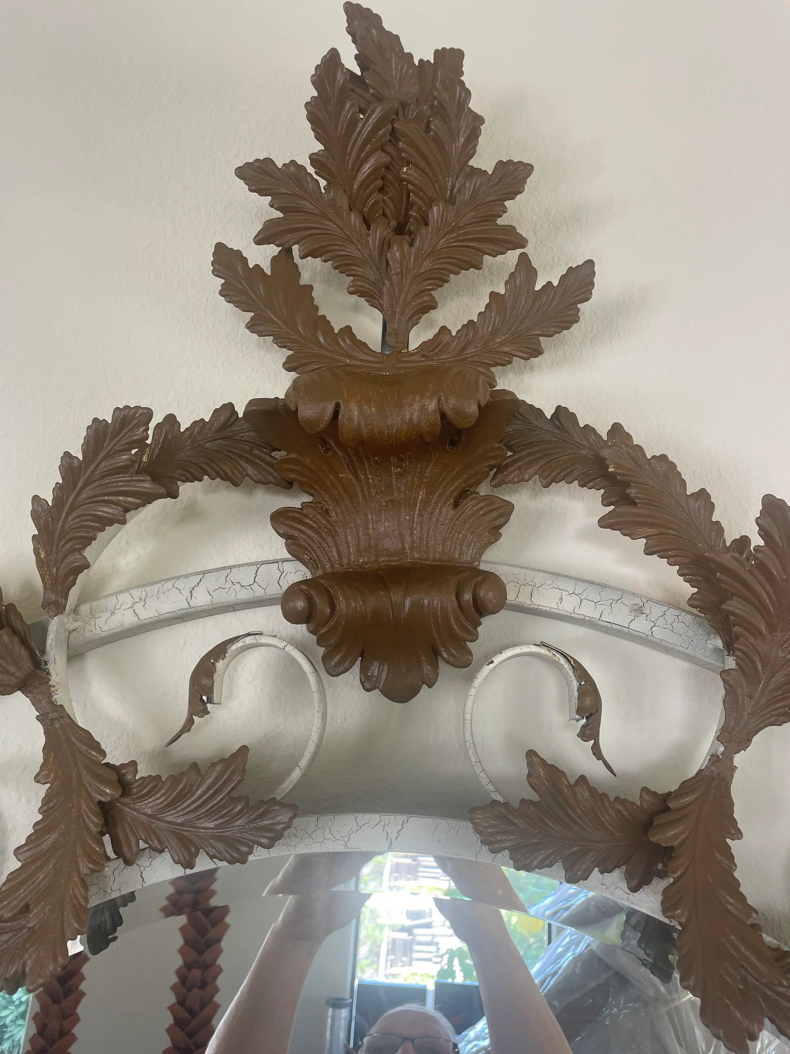 2000s Extra Large Full Length, Old World Style Iron Mirror With Vine Motif - 3