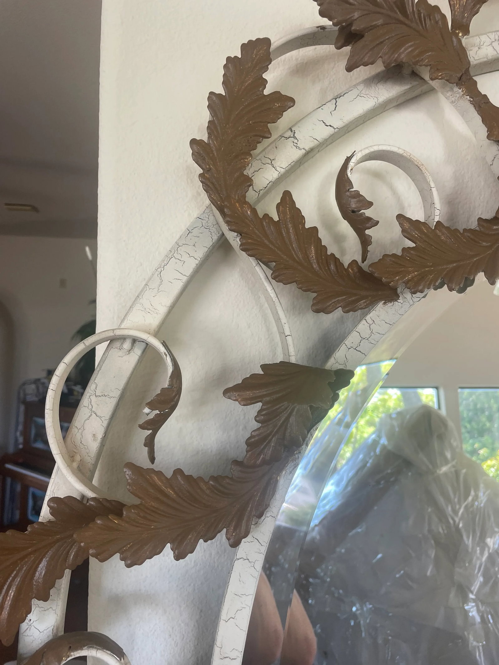 2000s Extra Large Full Length, Old World Style Iron Mirror With Vine Motif - 4