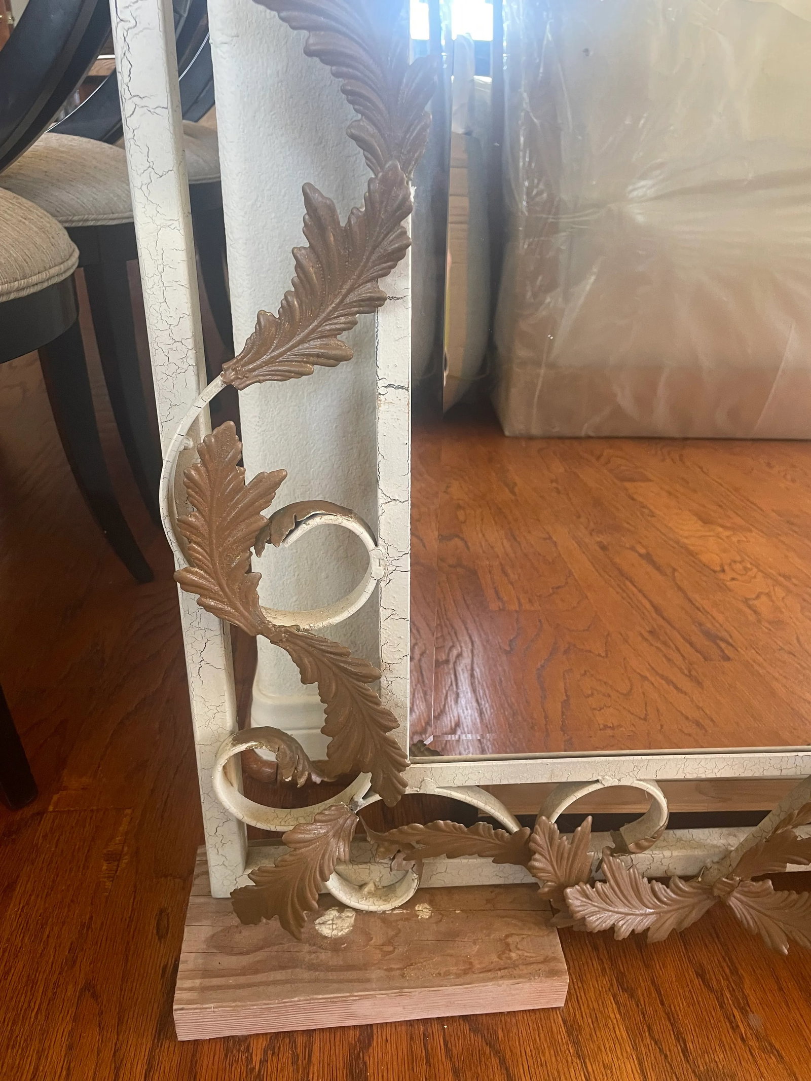 2000s Extra Large Full Length, Old World Style Iron Mirror With Vine Motif - 5